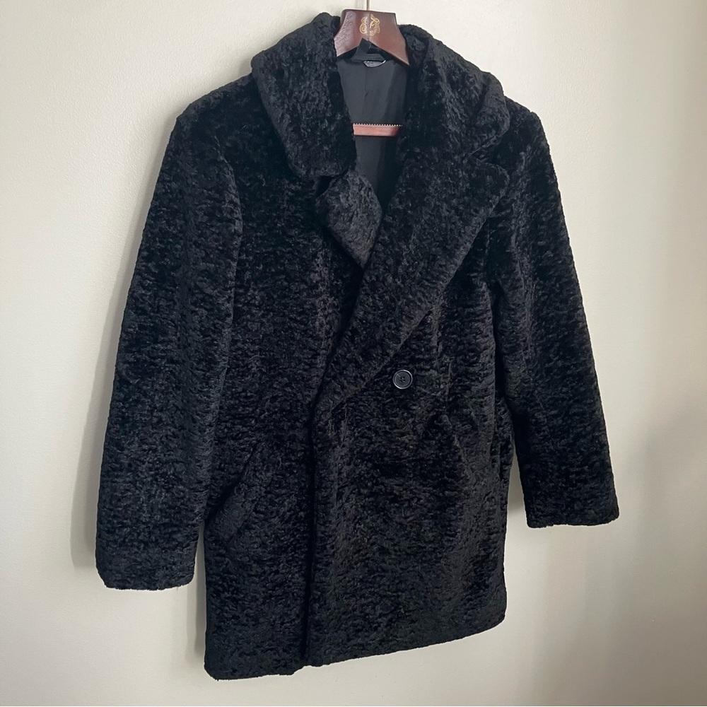 H&M Chenille Plush Double Breasted Winter Dress Coat Womens